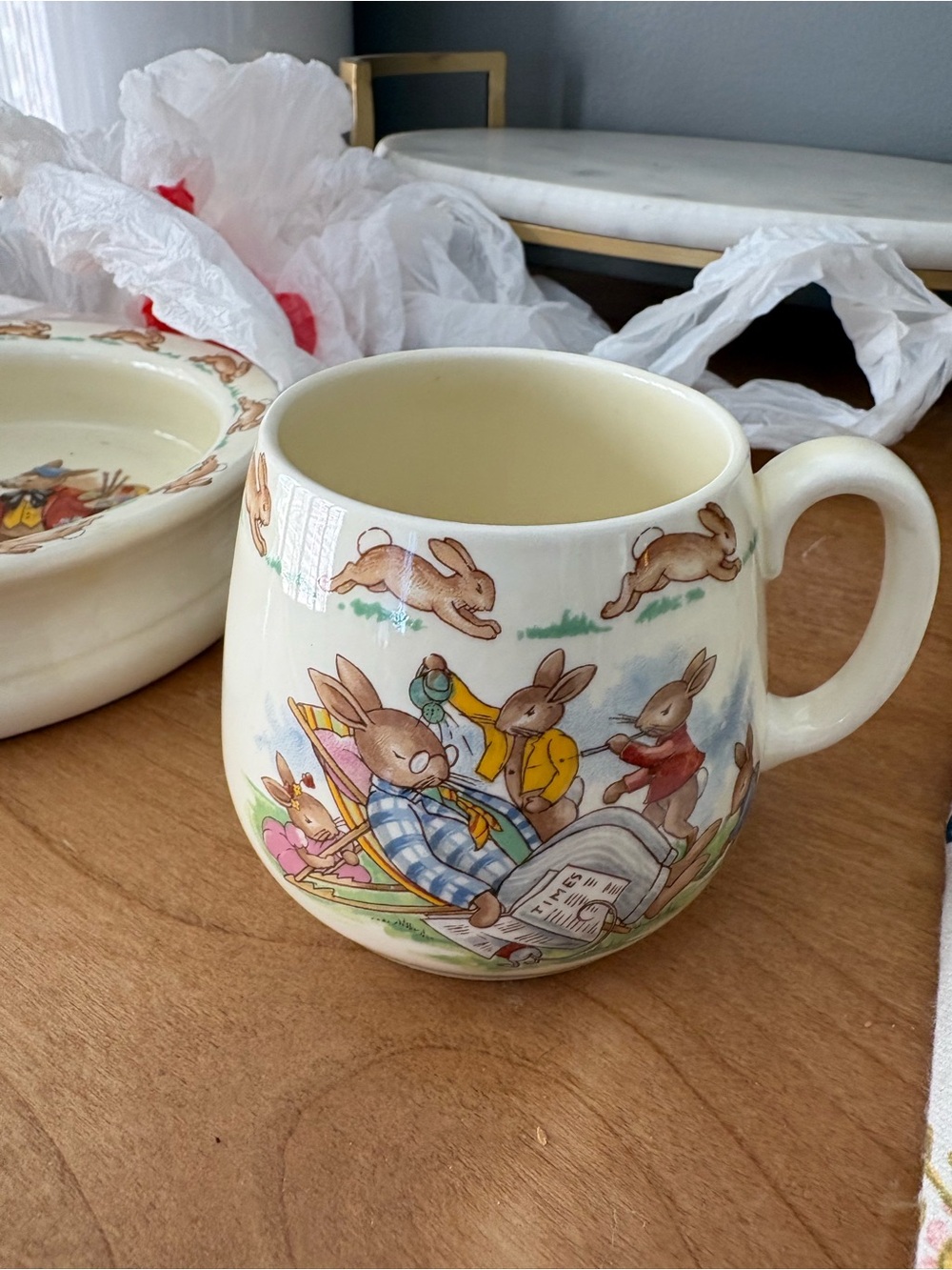 Royal Doulton Bunnykins plate, bowl and cup set 1966